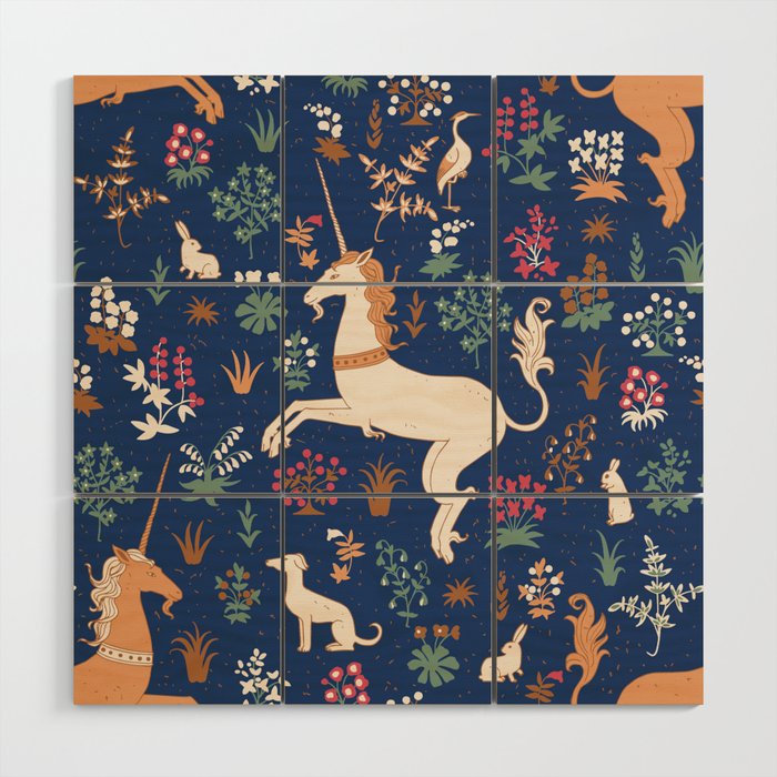 Magical Medieval Unicorn Forest Wood Wall Art Gallery Image 1