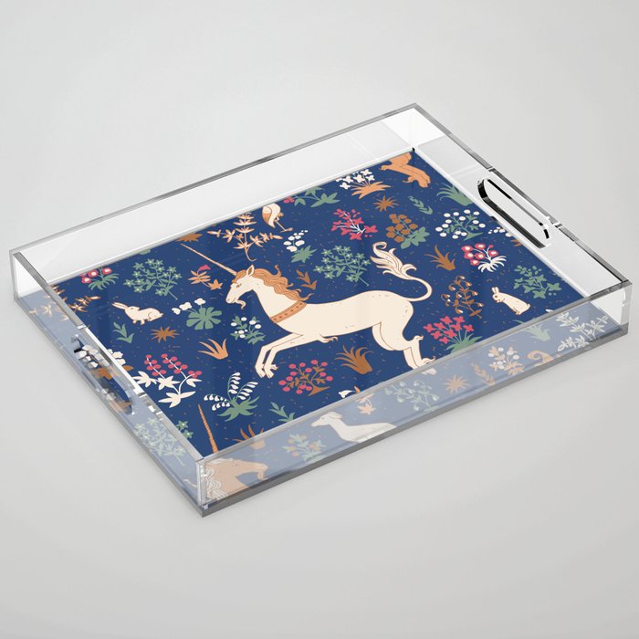 Magical Medieval Unicorn Forest Acrylic Tray Gallery Image 1