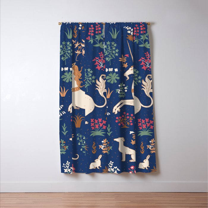 Magical Medieval Unicorn Forest Window Curtain Gallery Image 3