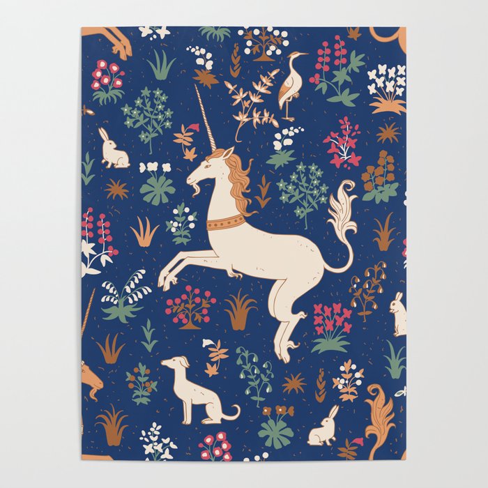 Magical Medieval Unicorn Forest Poster Gallery Image 1