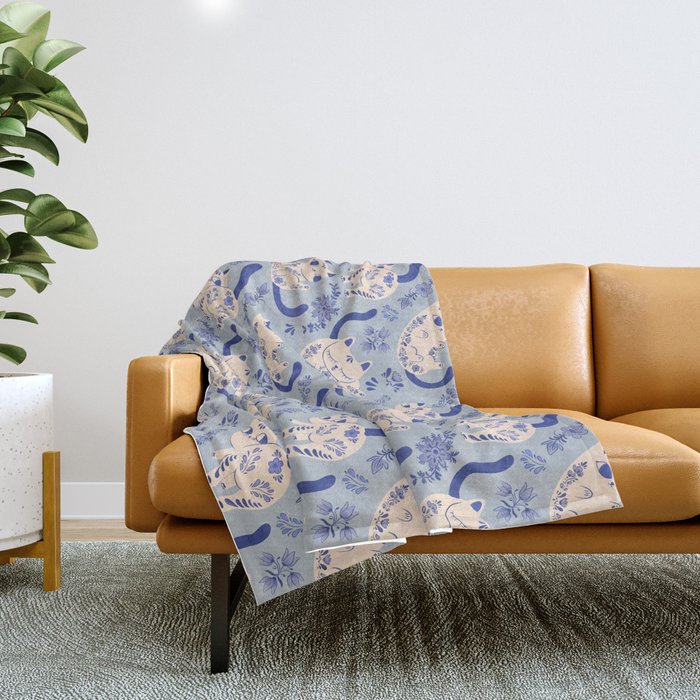 Purrcelin Cats Throw Blanket Gallery Image 1