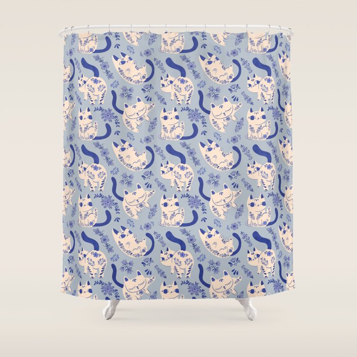 Purrcelin Cats Shower Curtain Gallery Image 1