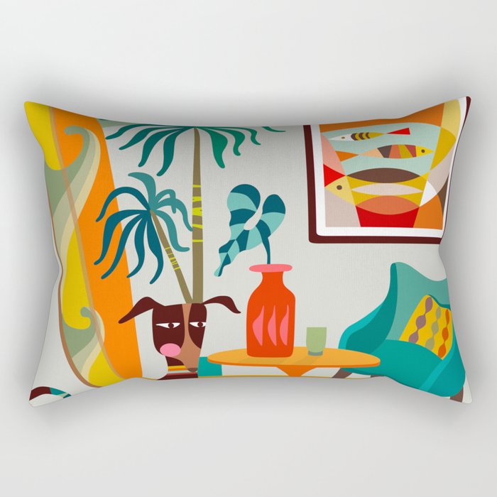 Retro MCM beach home  Rectangular Pillow Gallery Image 2