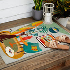Retro MCM beach home  Outdoor Rug Gallery Image 2