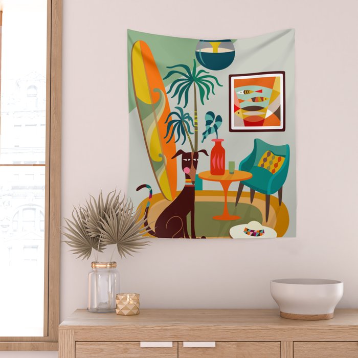 Retro MCM beach home  Wall Tapestry Gallery Image 2