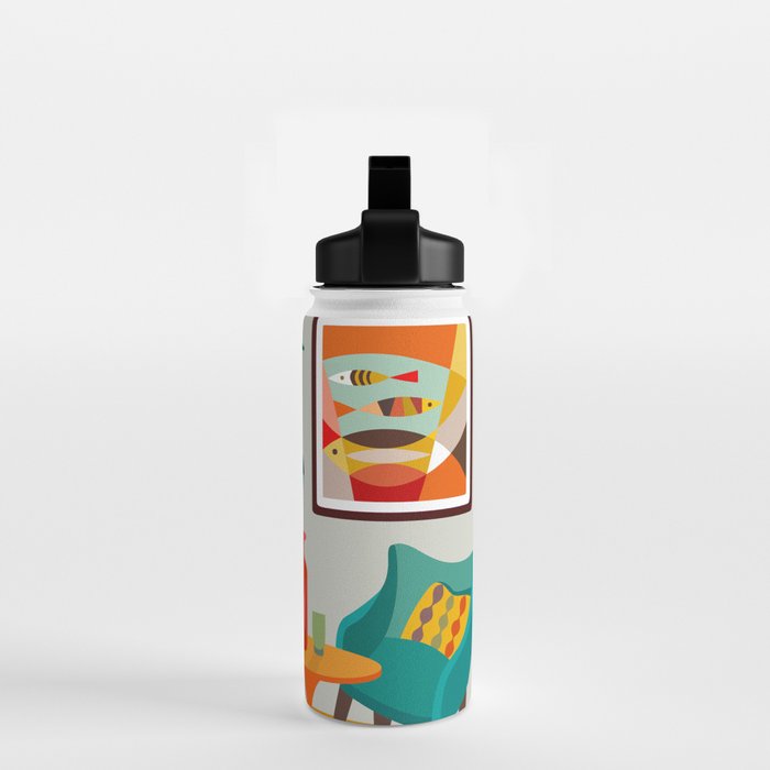 Retro MCM beach home  Water Bottle Gallery Image 2