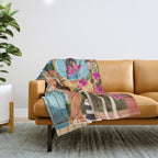 Travel poster woman in Saint-Tropez France Throw Blanket Gallery Image 1