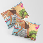 Travel poster woman in Saint-Tropez France Pillow Sham Gallery Image 3
