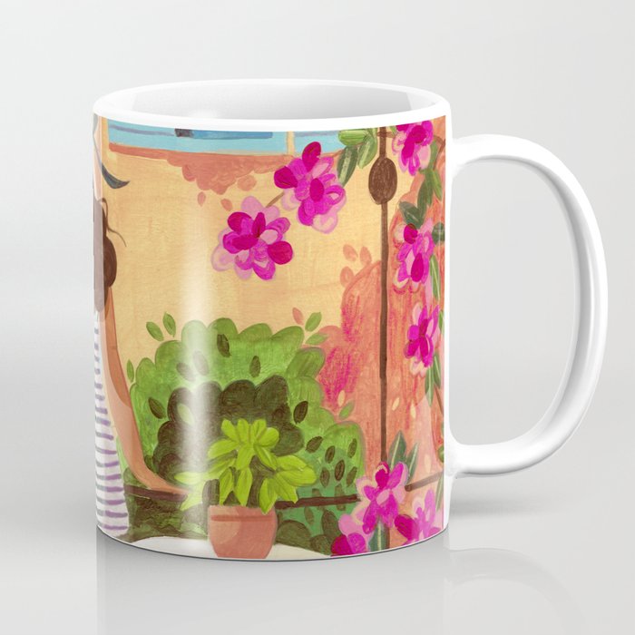 Travel poster woman in Saint-Tropez France Coffee Mug Gallery Image 1