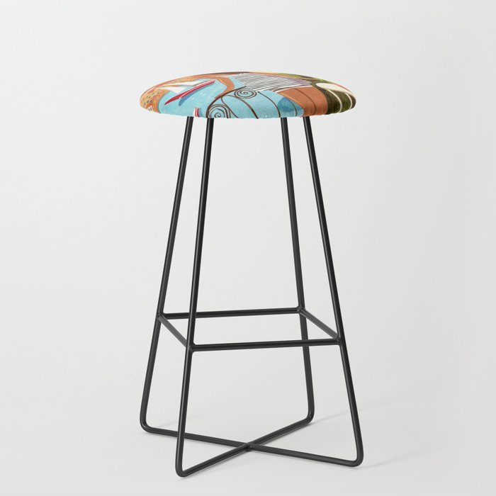 Travel poster woman in Saint-Tropez France Stool Gallery Image 1