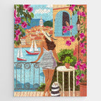 Travel poster woman in Saint-Tropez France Jigsaw Puzzle Gallery Image 1