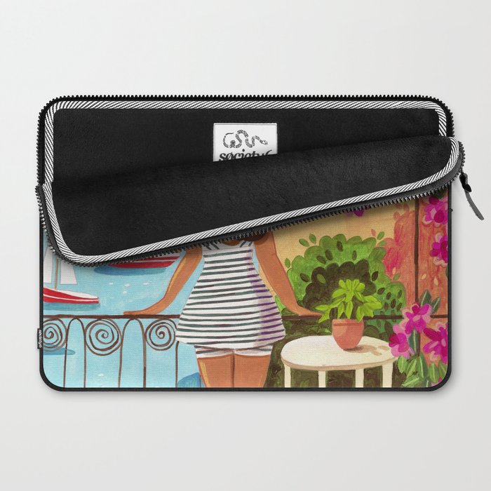 Travel poster woman in Saint-Tropez France Laptop Sleeve Gallery Image 2