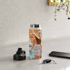 Travel poster woman in Saint-Tropez France Water Bottle Gallery Image 4