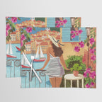 Travel poster woman in Saint-Tropez France Placemat Gallery Image 1