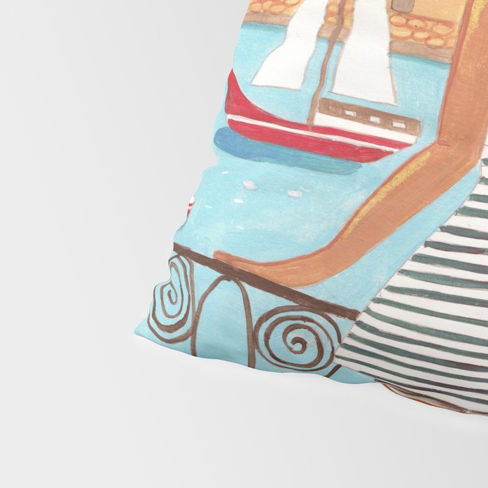 Travel poster woman in Saint-Tropez France Pillow Sham Gallery Image 4