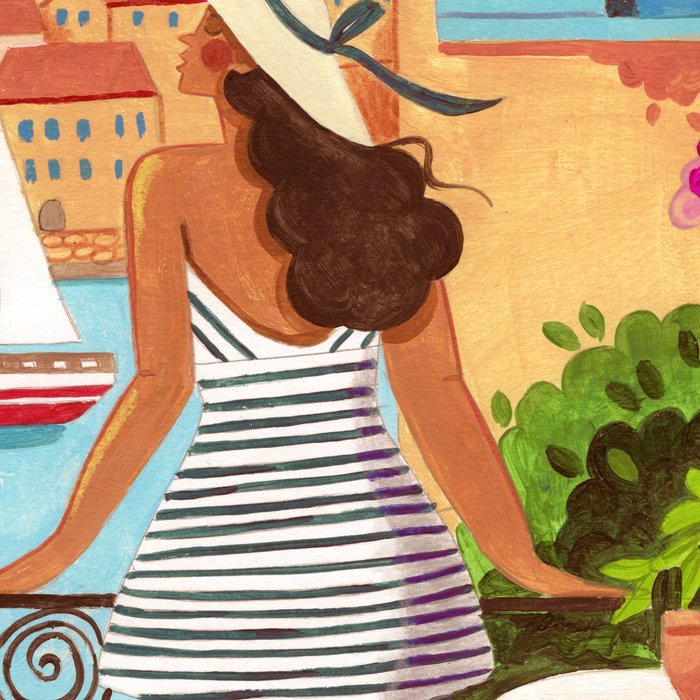 Travel poster woman in Saint-Tropez France Coffee Mug Gallery Image 2