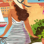 Travel poster woman in Saint-Tropez France Coffee Mug Gallery Image 2