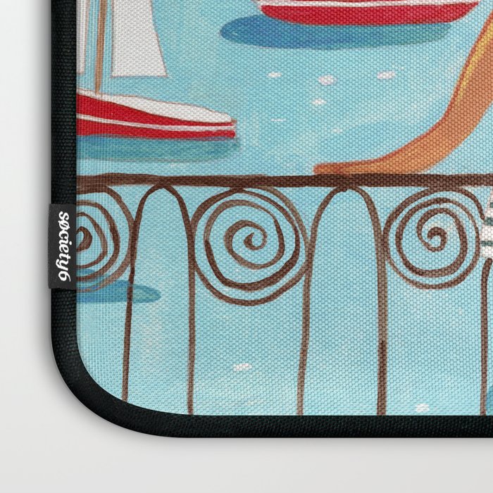 Travel poster woman in Saint-Tropez France Laptop Sleeve Gallery Image 3