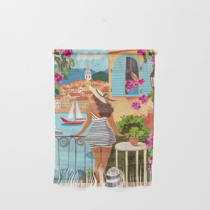 Travel poster woman in Saint-Tropez France Wall Hanging Gallery Image 1
