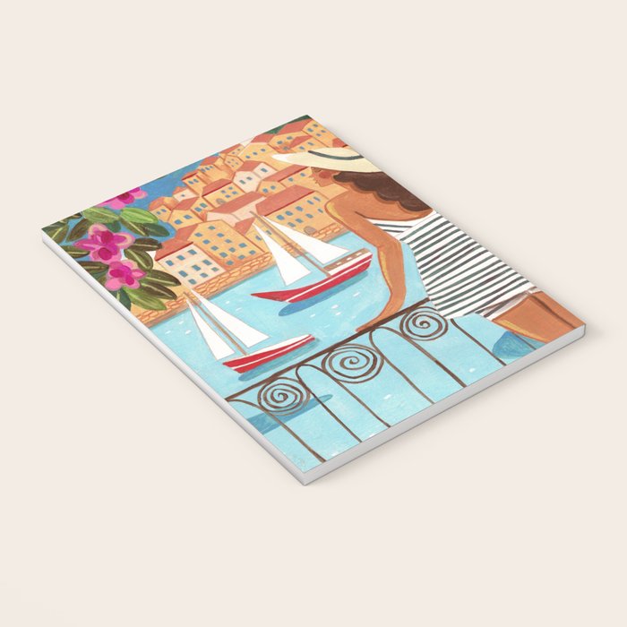 Travel poster woman in Saint-Tropez France Notebook Gallery Image 3