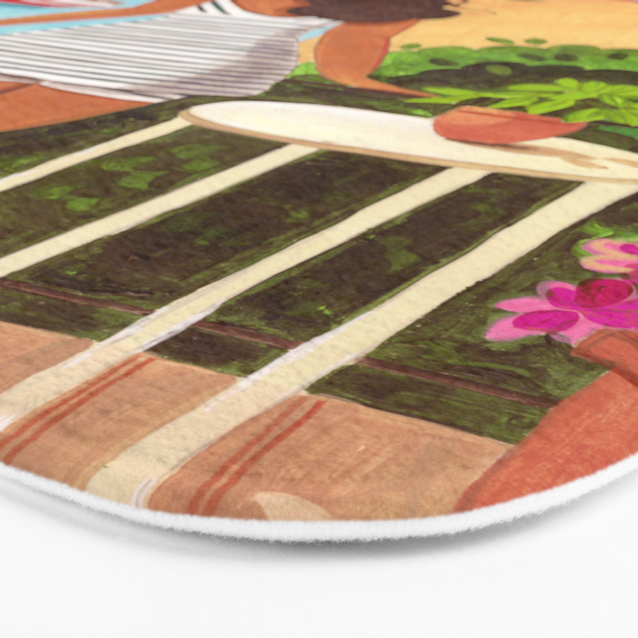 Travel poster woman in Saint-Tropez France Bath Mat Gallery Image 3