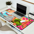 Travel poster woman in Saint-Tropez France Desk Mat Gallery Image 2