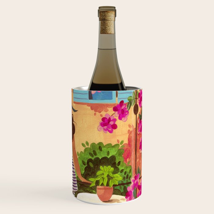 Travel poster woman in Saint-Tropez France Wine Chiller Gallery Image 3