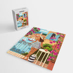 Travel poster woman in Saint-Tropez France Jigsaw Puzzle Gallery Image 2