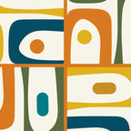 Mid Century Modern Abstract Piquet Multi Pattern in Moroccan Mustard Olive Blue Orange Cream Coffee Mug Gallery Image 2