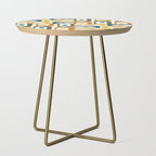Mid Century Modern Abstract Piquet Multi Pattern in Moroccan Mustard Olive Blue Orange Cream Side Table Gallery Image 1