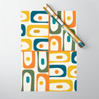 Mid Century Modern Abstract Piquet Multi Pattern in Moroccan Mustard Olive Blue Orange Cream Wrapping Paper Gallery Image 1