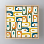 Mid Century Modern Abstract Piquet Multi Pattern in Moroccan Mustard Olive Blue Orange Cream Mini Art Print Gallery Image 1