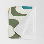 Mid Century Modern Abstract Piquet Multi Pattern in Moroccan Mustard Olive Blue Orange Cream Throw Blanket Gallery Image 3