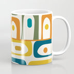 Mid Century Modern Abstract Piquet Multi Pattern in Moroccan Mustard Olive Blue Orange Cream Coffee Mug Gallery Image 1
