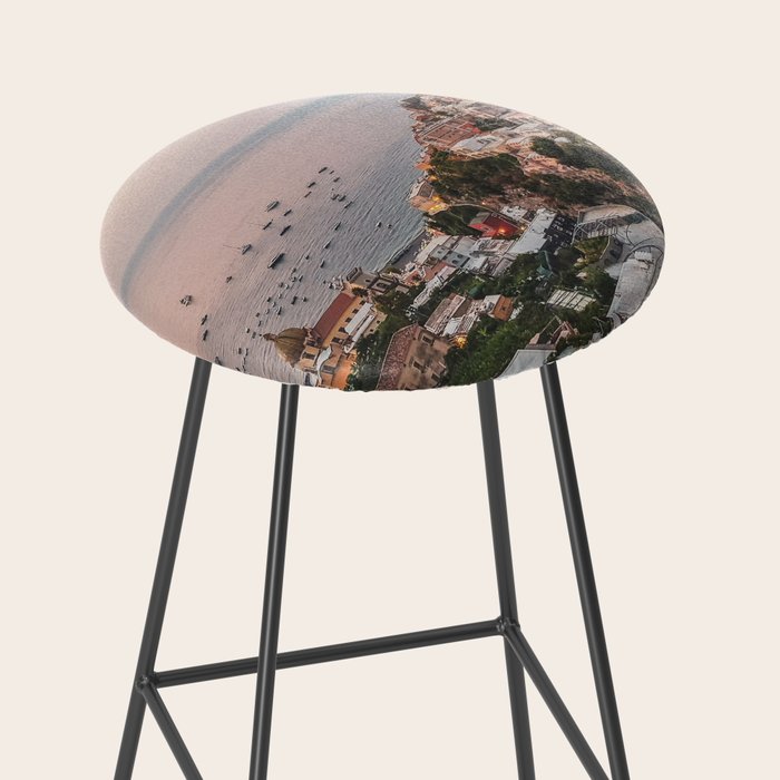 Positano by Night - Italy Europe Travel Photography - Nautical Amalfi Photo Art Print - Pastel Color Stool Gallery Image 2
