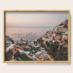 Positano by Night - Italy Europe Travel Photography - Nautical Amalfi Photo Art Print - Pastel Color Serving Tray Gallery Image 1