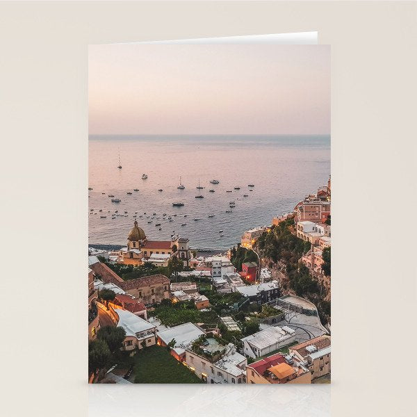 Positano by Night - Italy Europe Travel Photography - Nautical Amalfi Photo Art Print - Pastel Color Stationery Card Gallery Image 2