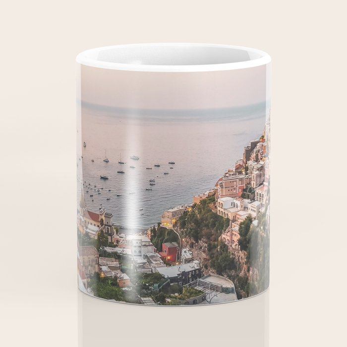 Positano by Night - Italy Europe Travel Photography - Nautical Amalfi Photo Art Print - Pastel Color Coffee Mug Gallery Image 4