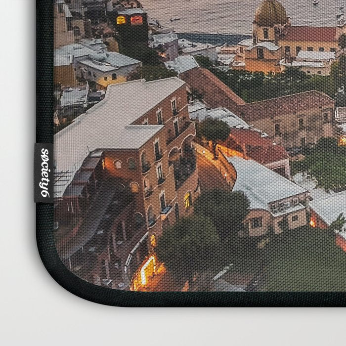 Positano by Night - Italy Europe Travel Photography - Nautical Amalfi Photo Art Print - Pastel Color Laptop Sleeve Gallery Image 3