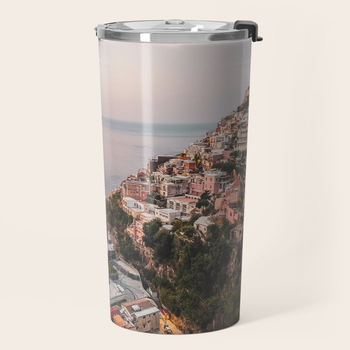Positano by Night - Italy Europe Travel Photography - Nautical Amalfi Photo Art Print - Pastel Color Travel Mug Gallery Image 2
