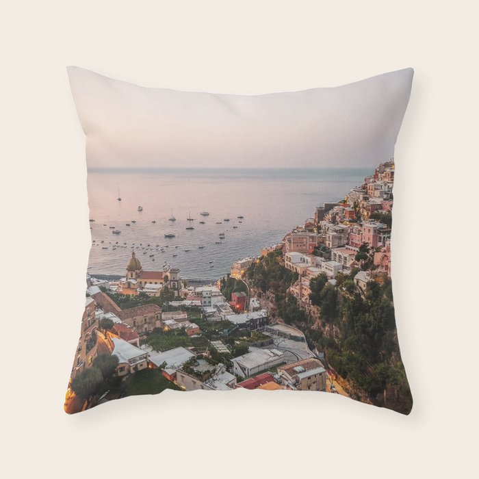 Positano by Night - Italy Europe Travel Photography - Nautical Amalfi Photo Art Print - Pastel Color Throw Pillow Gallery Image 6