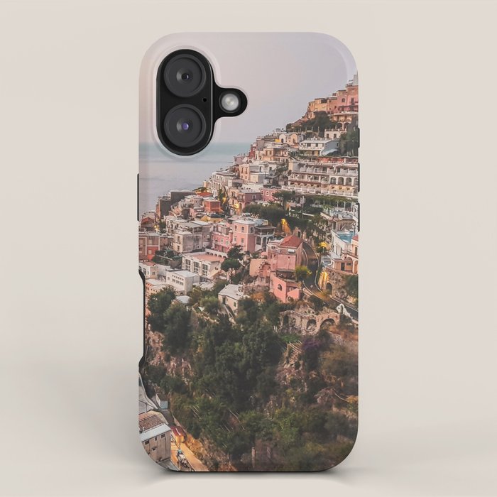 Positano by Night - Italy Europe Travel Photography - Nautical Amalfi Photo Art Print - Pastel Color iPhone Case Gallery Image 1