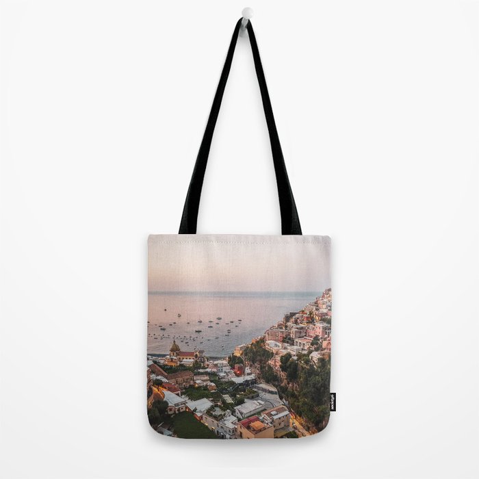 Positano by Night - Italy Europe Travel Photography - Nautical Amalfi Photo Art Print - Pastel Color Tote Bag Gallery Image 2