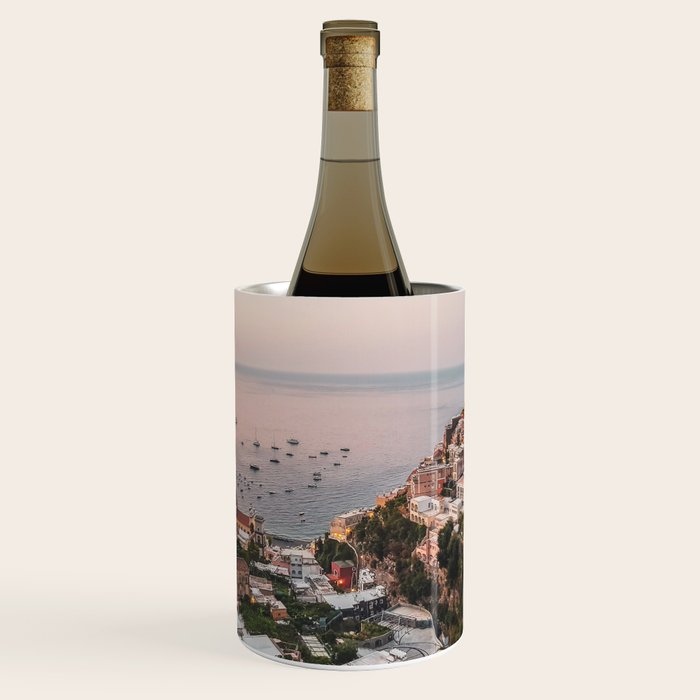 Positano by Night - Italy Europe Travel Photography - Nautical Amalfi Photo Art Print - Pastel Color Wine Chiller Gallery Image 1