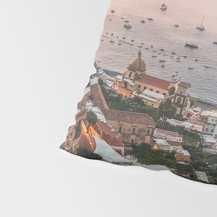 Positano by Night - Italy Europe Travel Photography - Nautical Amalfi Photo Art Print - Pastel Color Pillow Sham Gallery Image 4