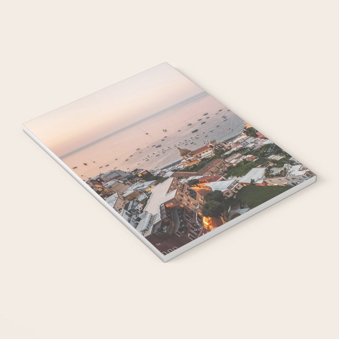 Positano by Night - Italy Europe Travel Photography - Nautical Amalfi Photo Art Print - Pastel Color Notebook Gallery Image 3