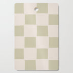 Playful check in olive green Cutting Board Gallery Image 1