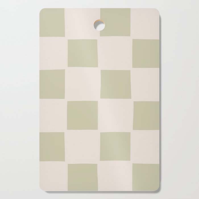 Playful check in olive green Cutting Board Gallery Image 1