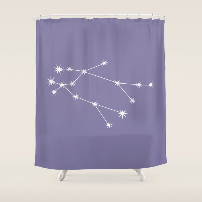 Gemini Zodiac Star Constellation Line Art Lavender Purple Shower Curtain Gallery Image 1