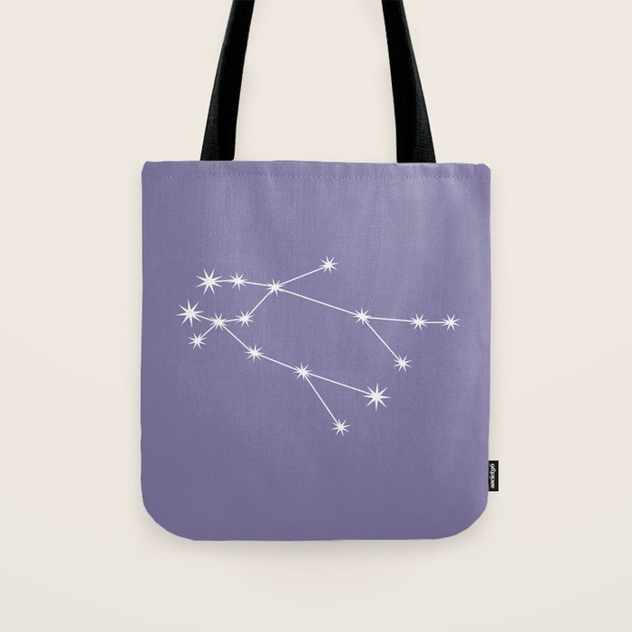 Gemini Zodiac Star Constellation Line Art Lavender Purple Tote Bag Gallery Image 1
